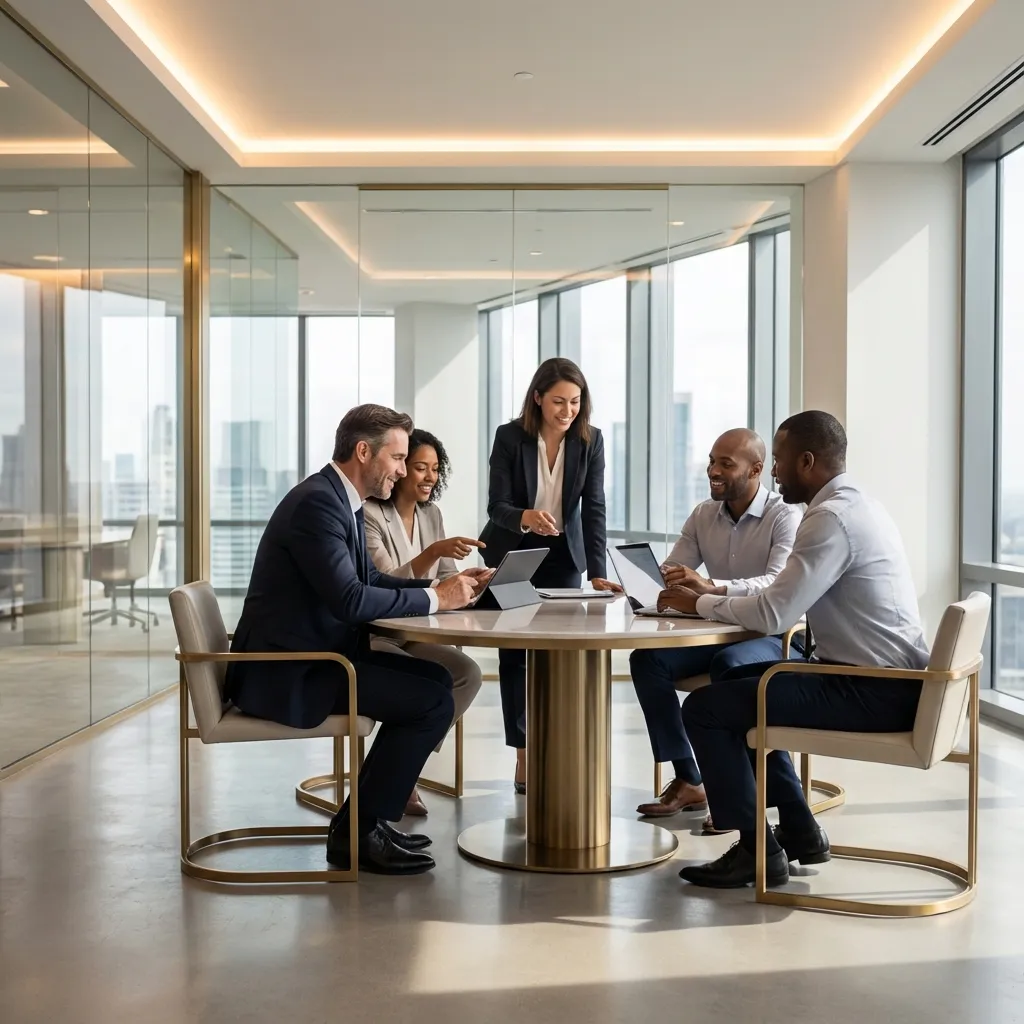 A professional team in a modern office